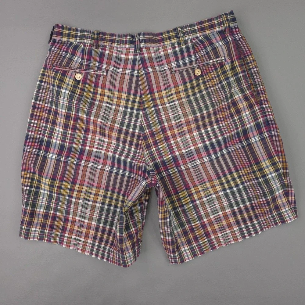Polo Ralph Lauren Shorts Mens 35 Tyler Multicolor Plaid‎ Pleated Chino Summer